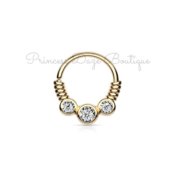 Gold Coiled‎ Wire Bendable Hoop Rings For Septum, Ear, Cartilage and Daith - Picture 1 of 1